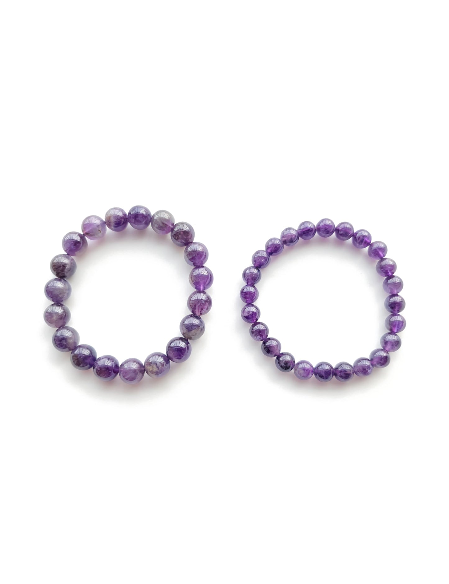 Silan's Natural Amethyst Bracelet for Women, Genuine Healing Crystal Stretch Elastic Adjustable Bracelet with Lucky Card, Gift for Her (8mm)