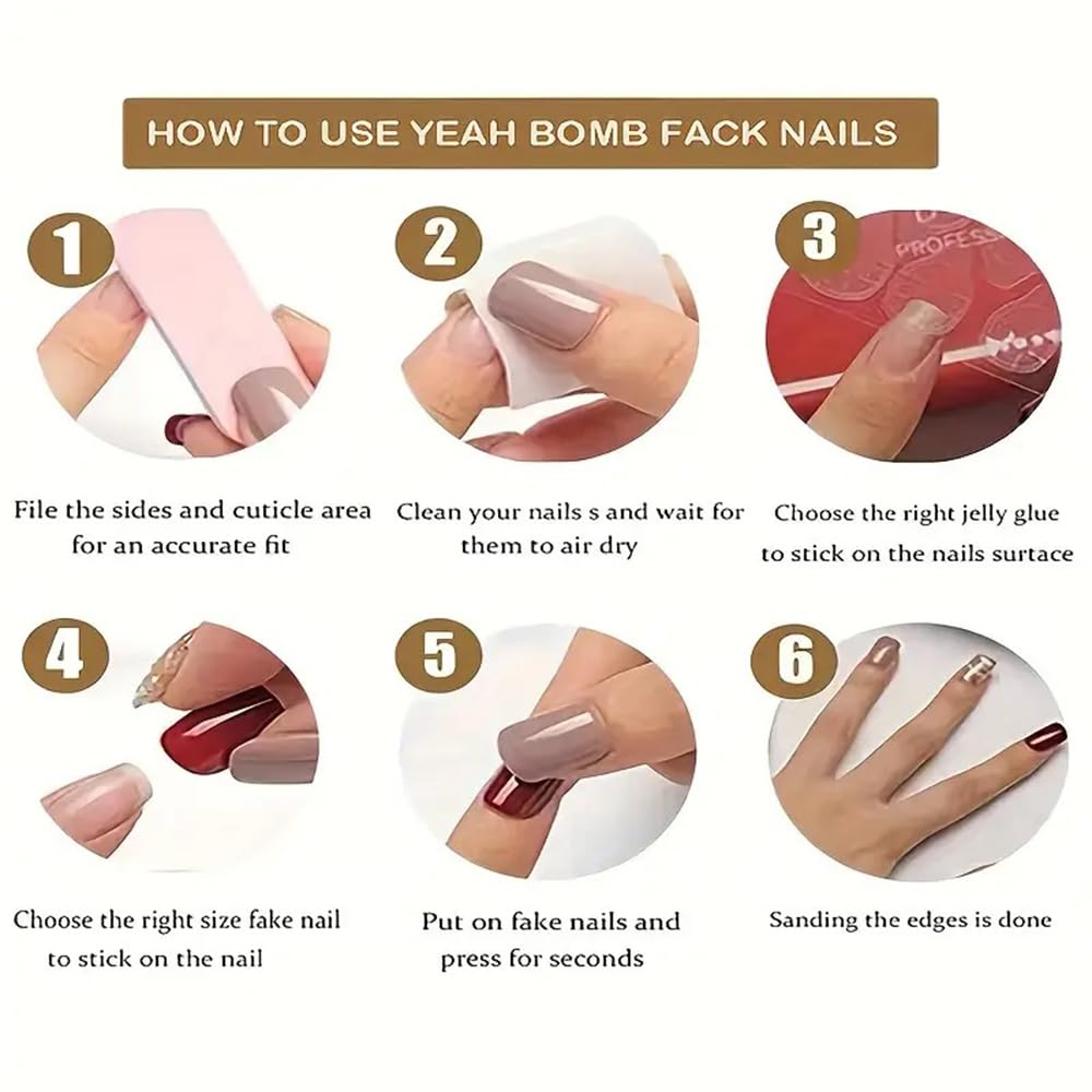 French Tips Press on Nails Pink Glossy Fake Nails Cute Cherry Designs Short False Nails Square Stick on Nails Full Cover Red White Nail Tips Acrylic Nail Art Kit for Women Manicure Decoration 24 Pcs