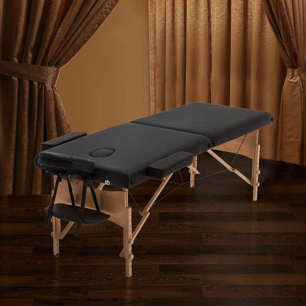 FDW Massage Bed Portable Massage Table 28 inch Wide Lash Bed 2 Folding Height Adjustable Spa Tables Foldable with Non-Woven Bag for Spa Footmassage Facial CareSpa Tattoo