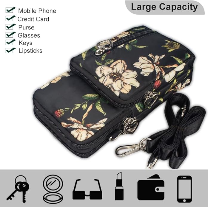 JANKS Small Crossbody Bag for Women - Mini Phone Purses with Crossbody Strap and Wallet - Nylon Arm Bag