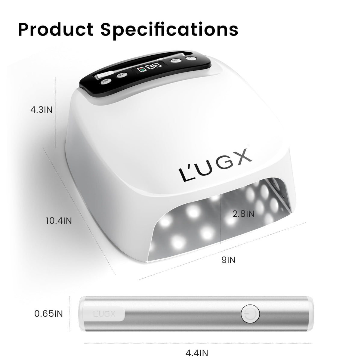 L'UGX 2 in 1 UV LED Nail Lamp, Rechargeable UV Light for Gel Nails, Cordless Nail Dryer with Handheld Gel Light for Nail Polish, Perfect for Home Salon Manicure