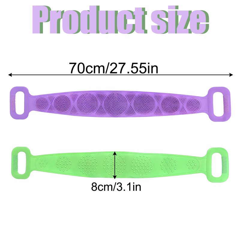 MAYWILLA Silicone Body Scrubber for Shower,Silicone Back Body Scrubber with Handle,27.5 Inch Exfoliating Deep Clean Bath Body Brush Scrubber for Men and Women-2 PCS