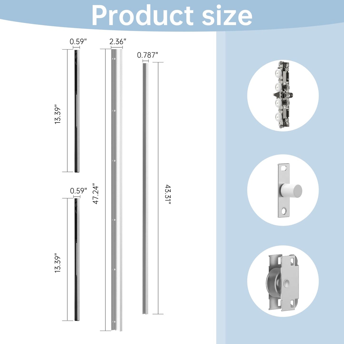 30-59 Inch New Heavy Duty Hidden Sliding Barn Door Hardware and Track, Floating Wall Mounted Invisible Sliding Door Track, Soft Close, Quiet, Easy Install (Can Installed on Doors up to 59 Inch)