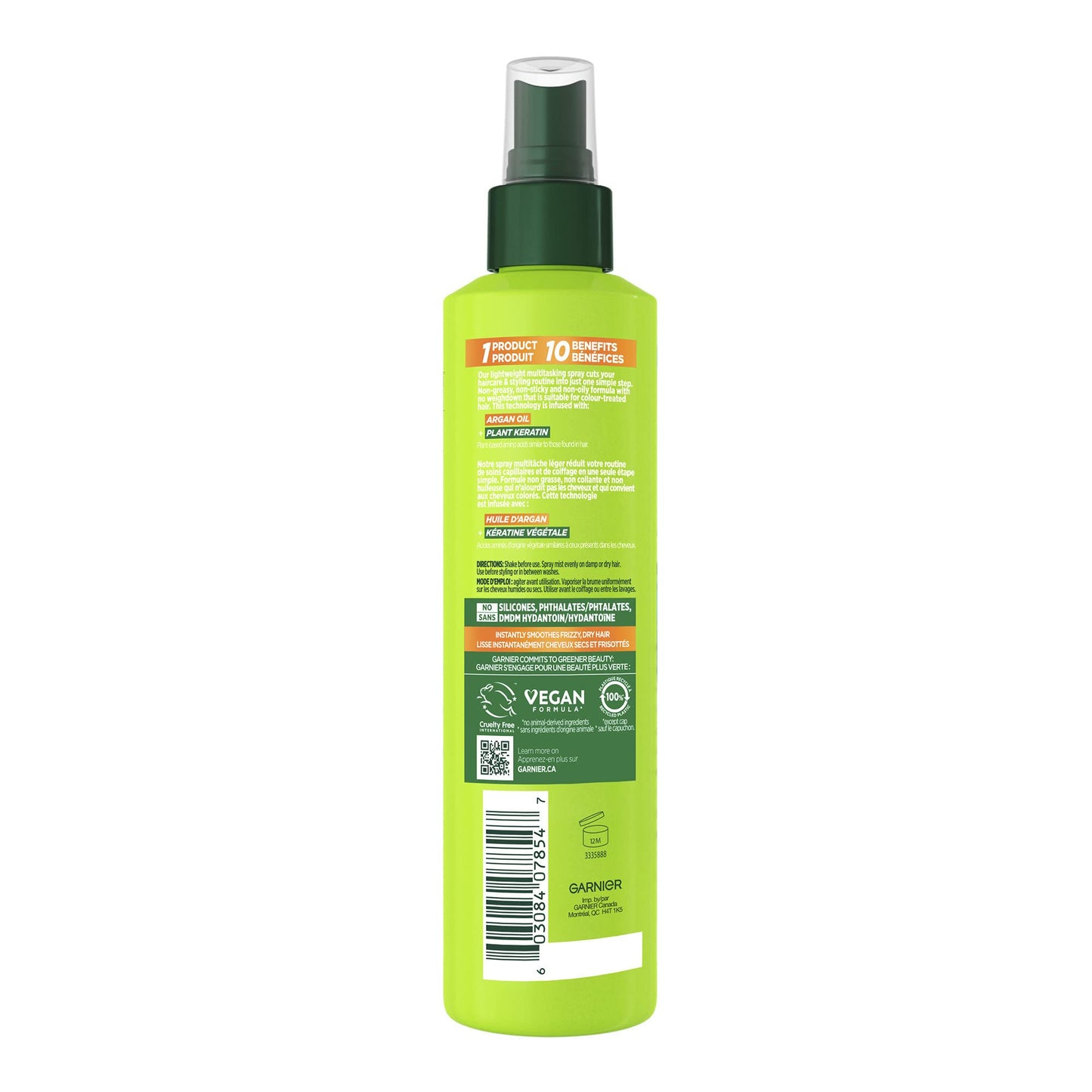 Garnier Fructis Sleek & Shine 10-in-1 for Frizzy,Dry Hair,Plant Keratin,8.1 Fl Oz,(Packaging May Vary),(Pack of 2)