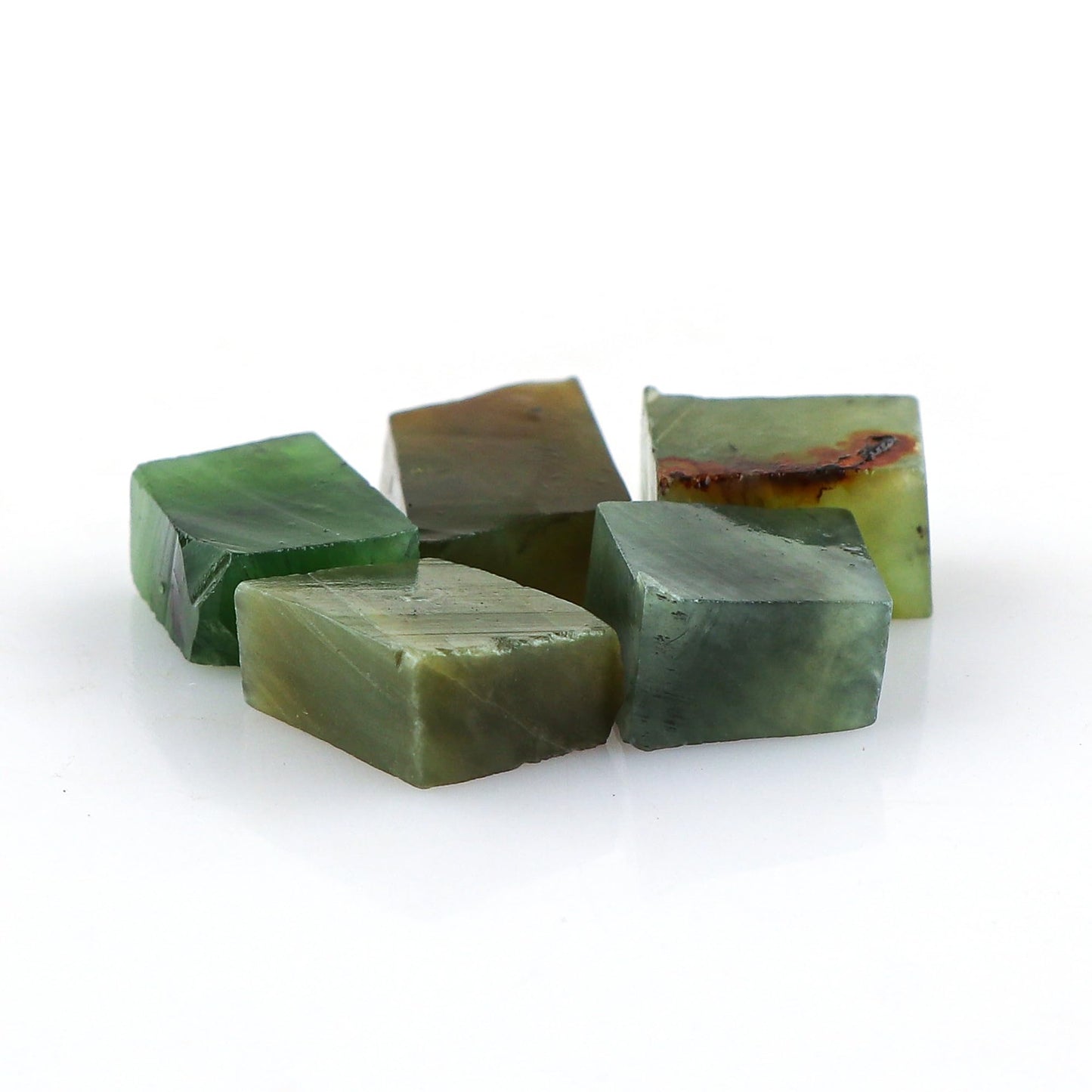 CRYSTALINES 5pcs Wholesale Natural Raw Green Jade Gemstone, Untreated Rough Stone, Bulk Loose Supplies, DIY Crafts, Jewelry Making, Chakra Healing Crystals, Wire Wrap, Gem Collection, AAA Grade