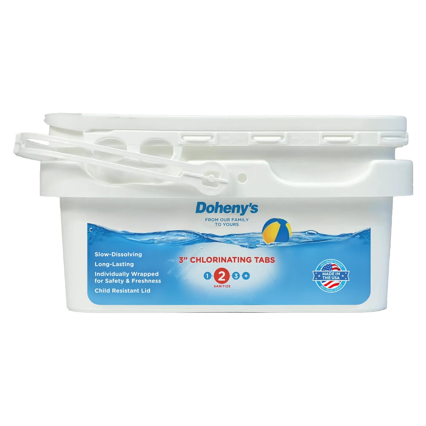 Dohenyâs 3-Inch Stabilized Chlorine Tablets | 99% Pure Tri-Chlor, 90% Available Chlorine | Long-Lasting, UV-Protected, Slow-Dissolving Pool Sanitizer | Individually Wrapped, Childproof 5lb Bucket