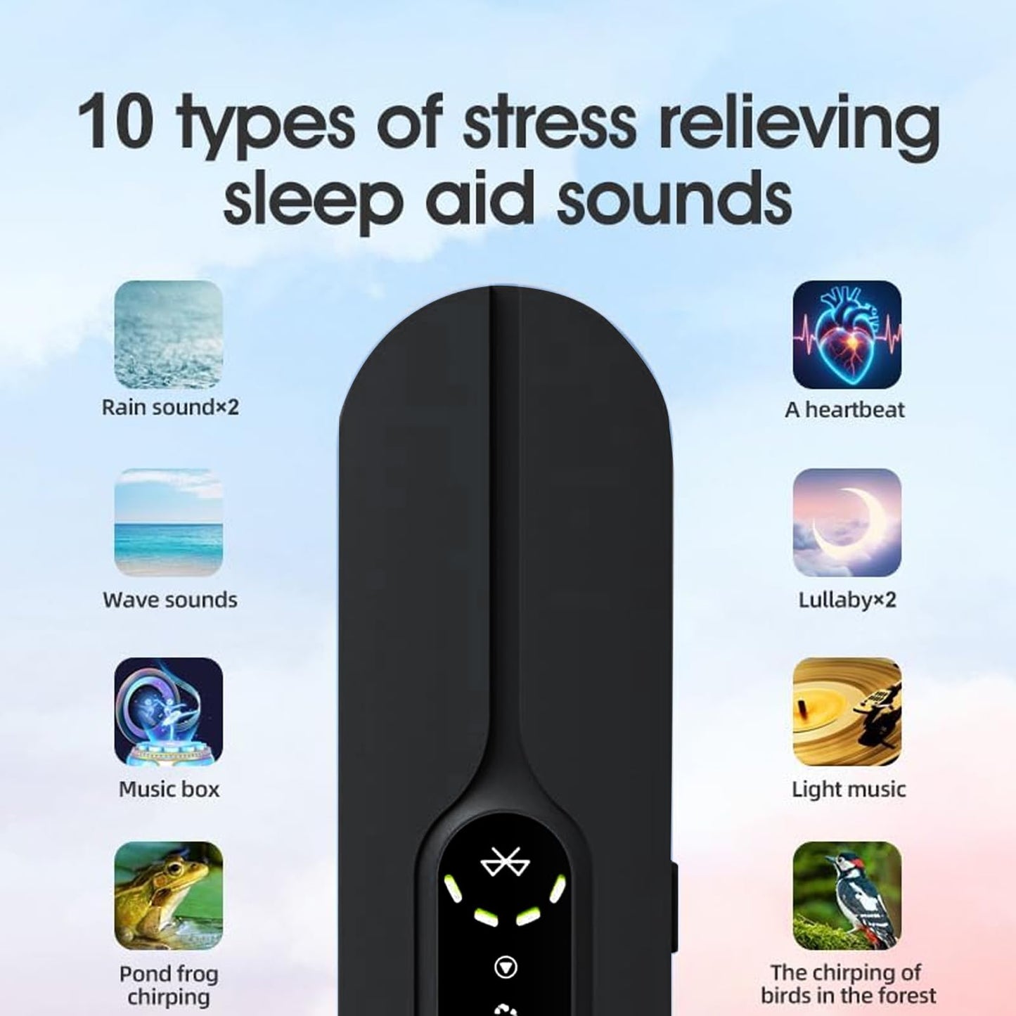 STEHEALTH Under-Pillow Speaker for Sleeping - Mini Portable Wireless Bluetooth Bone Conduction, with White Noise & Timer | Supports TF Card, Suitable for Side Sleepers and Sleep Difficulties(Black)