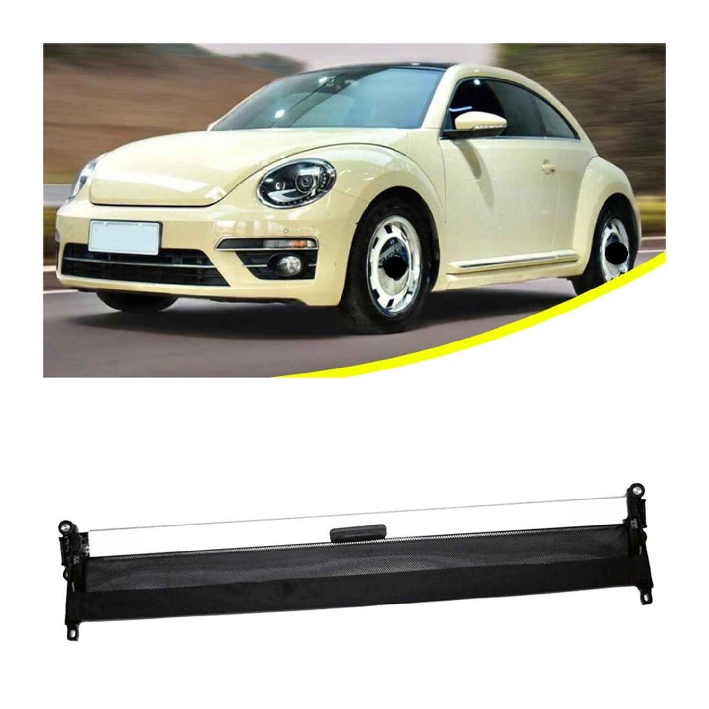 5C5877307A Car Interior Sunroof Curtain Cover Assembly Panorama Sunroof Sunshade Curtain Roller Blind Compatible for VW Beetle 2012-2019(Black)