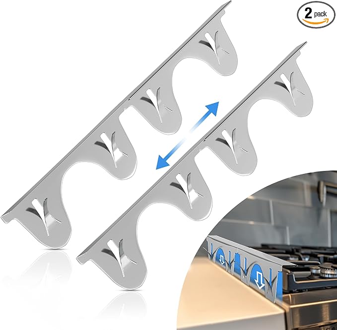 Stove Gap Covers Stainless Steel, 2 Pack, Stove Gap Filler, Stove Gap Guard, Range Trim Kit, Heat Resistant, Easy Clean, Retractable, Length 13.8â to 27.5â