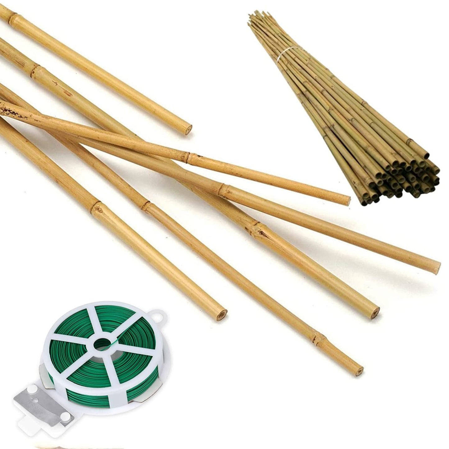 HOPELF 50 Pack 2ft Bamboo Plant Stakes for Wood Garden Sticksï¼Wooden Plant Supportsï¼Bamboosï¼Bamboo Trellisï¼Crafts, More Size Choices 8"/12"/16"//2'/3'/4'/5'/6'