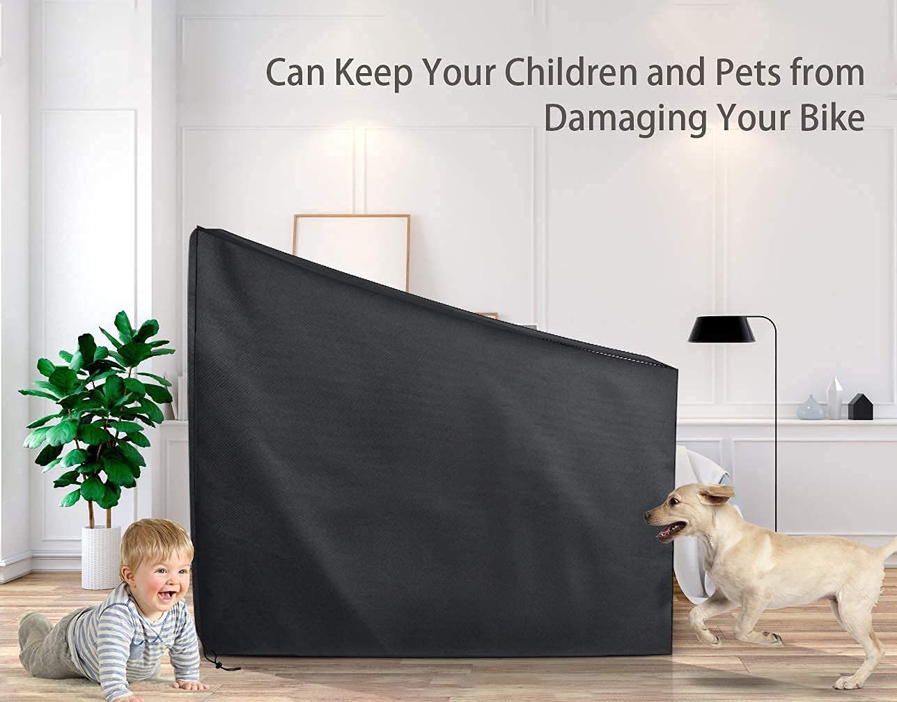 Exercise Bike Cover for Peloton Stationary Bike Upright Indoor Cycling Protective Cover Dustproof Waterproof Sunshine-Proof Out Door Bike Cover Black