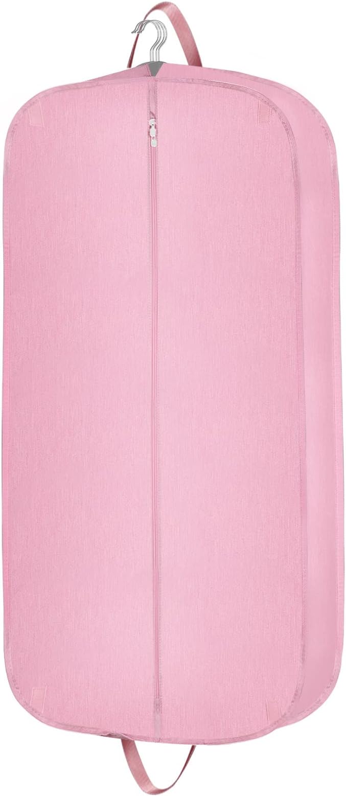 Limoomil Heavy Duty Waterproof Garment Bag for Travel, Tear Resistance Suit Bag for Women Travel for Suits, Tuxedos, Coats, Uniform. Pink, 42 inchâ¦
