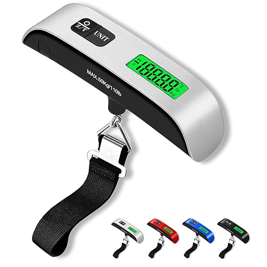 Luggage Scale, 110lb Luggage Weight Scale with 4 Unit Switching Functions&LED Display, Luggage Scale Travel Digital for Weighing Luggage, Backpacks, Packages and Markets