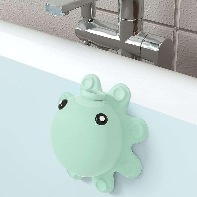 Bathtub Overflow Drain Cover Tub - Silicone Bathroom Overflow Drain Cover, Bath Tub Overflow Cover, Bathroom Spa Accessories, Adds Inches of Water for Deeper&Warmer Bathï¼ÂAqua Green