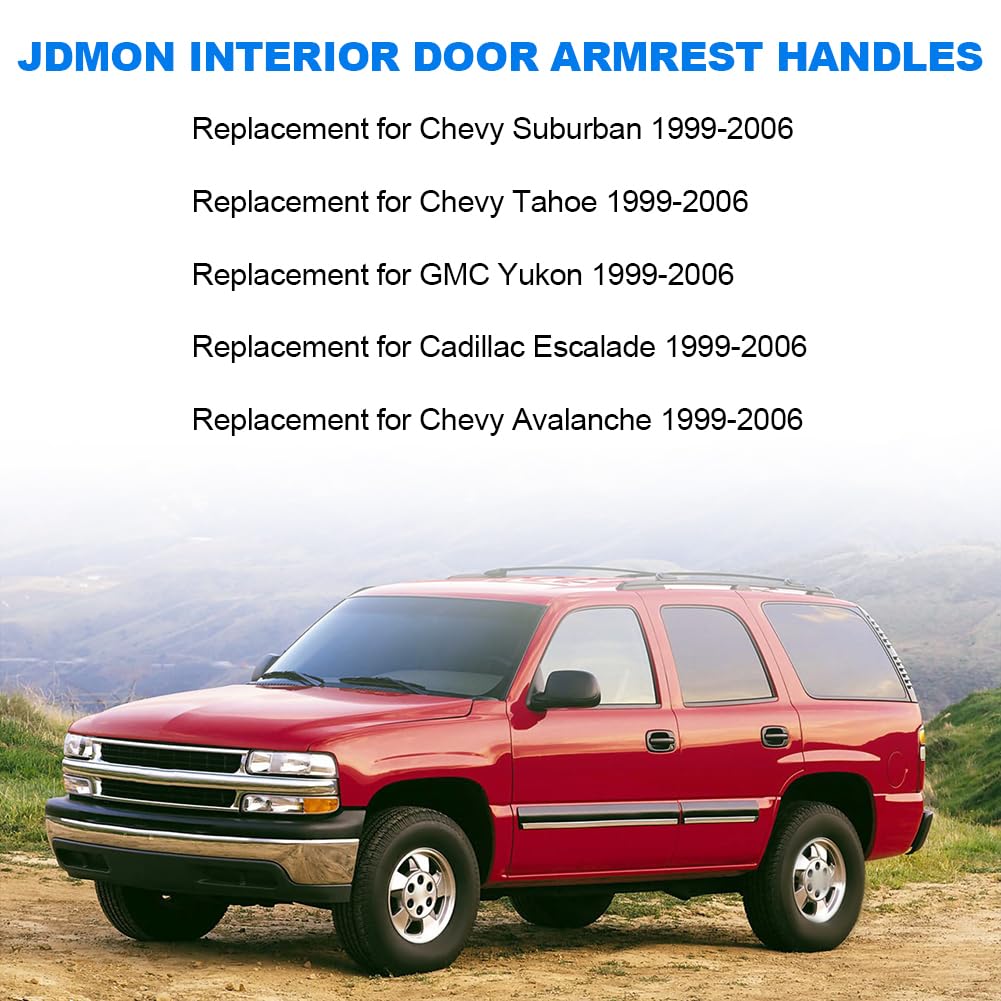 JDMON Front Left Driver Right Passenger Interior Door Armrest Handle Replacement for 1999-2006 Chevy Suburban Avalanche Tahoe GMC Yukon Cadillac Escalade Replacement for 88981547 15703701 Dark Gray