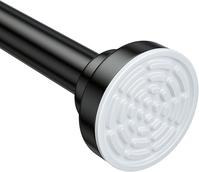 Ausemku Shower Curtain Rod - 32-104 Inch Rustproof Tension Rod, Non-Slip Spring Design, No Drilling Adjustable Curtain Rod for Bathroom, Kitchen, and Closetï¼Blackï¼