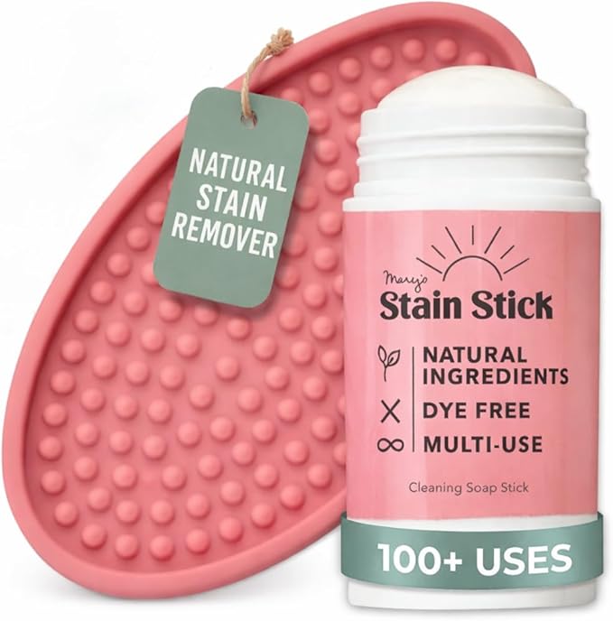 Maryâs Non Toxic Stain Remover Stain Stick with Scrub Base, Natural Refillable Laundry Stain Remover, Baby Stain Remover, Works on Blood, Grass, Food, Ink & Markers