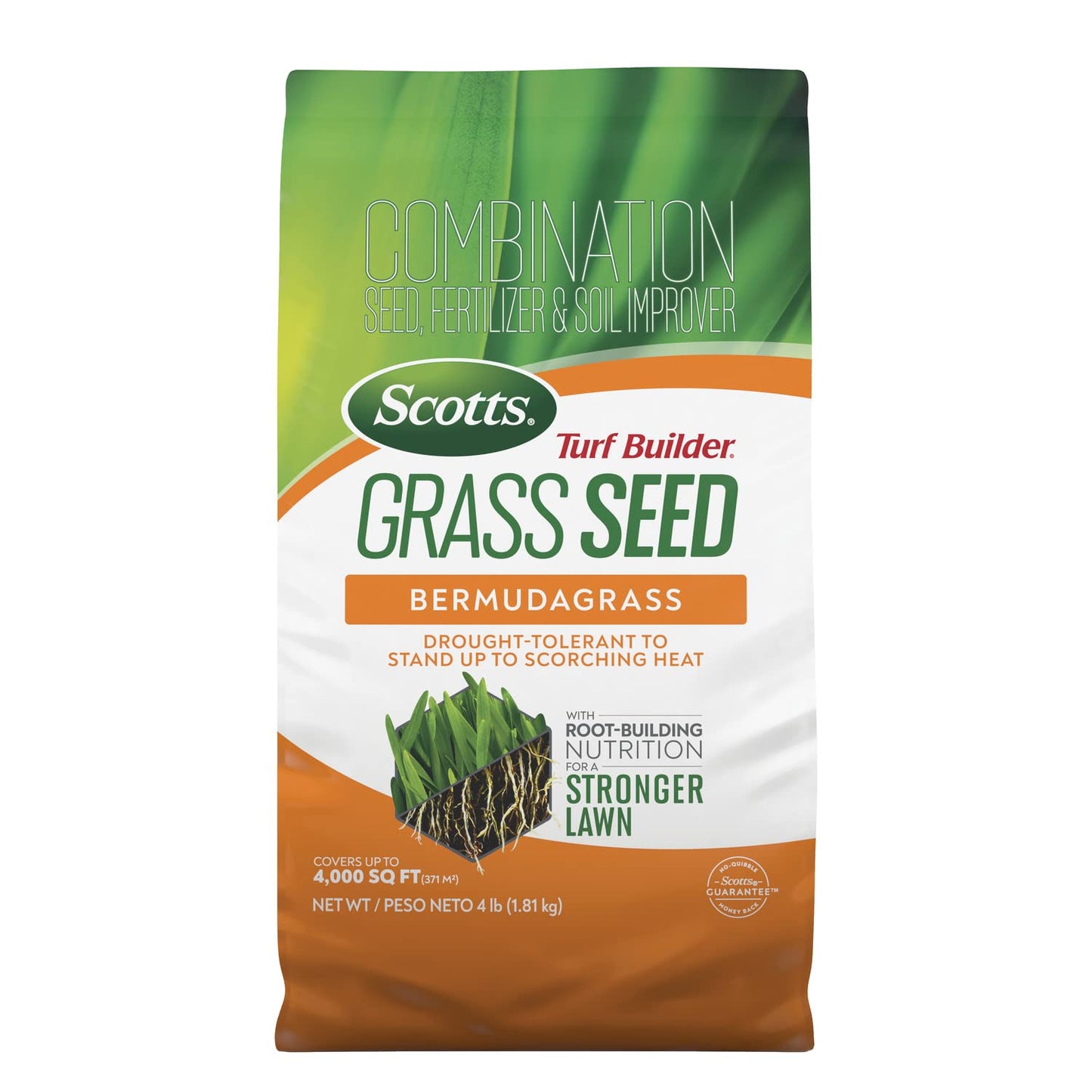 Scotts Turf Builder Grass Seed Bermudagrass â Lawn Seed with Grass Fertilizer and Soil Improver, Drought-Tolerant, Covers up to 4,000 sq. ft., 4 lb.