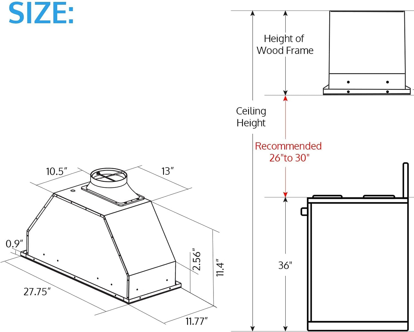 IKTCH 30 inch Range Hood Insert 900 CFM, Ducted/Ductless Convertible Stainless Steel Kitchen Vent Hood, with Gesture Sensing, Touch & Remote Control