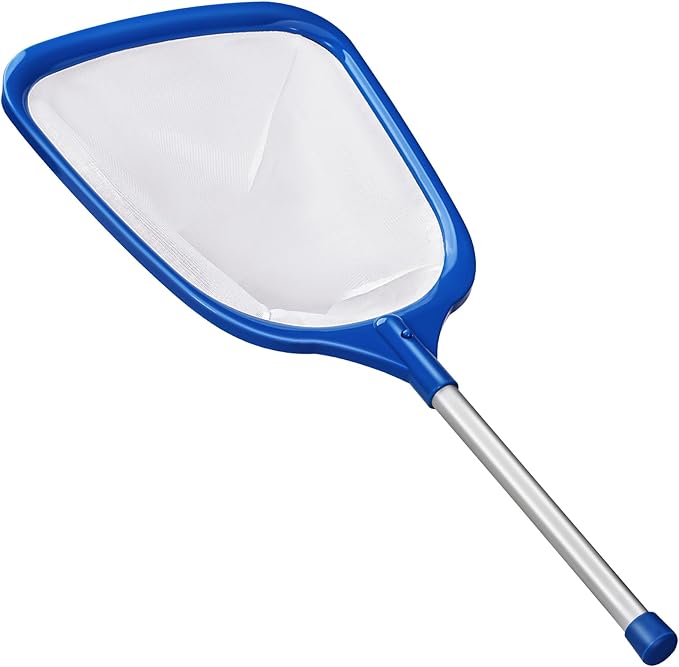 Pool Net, Professional Swimming Pool & Hot Tub Skimmer Net Accessories, Pool Leaf Rake Cleaning Tool with Pole, Fine Nylon Mesh Bag, Easy to Clean Bugs, Leaves,Debrisï¼Blue&Whiteï¼