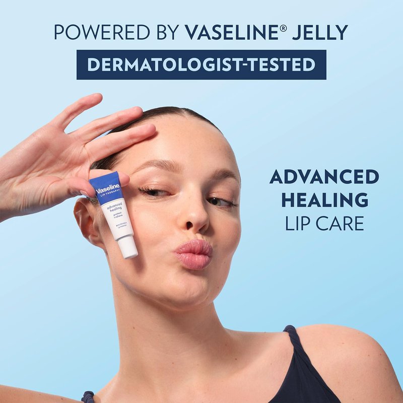 Vaseline Lip Therapy Advanced Healing Lip Balm Tube 24-Pack – White Petroleum Protectant, Moisturizer for Dry Lips, 0.35 Oz Ea