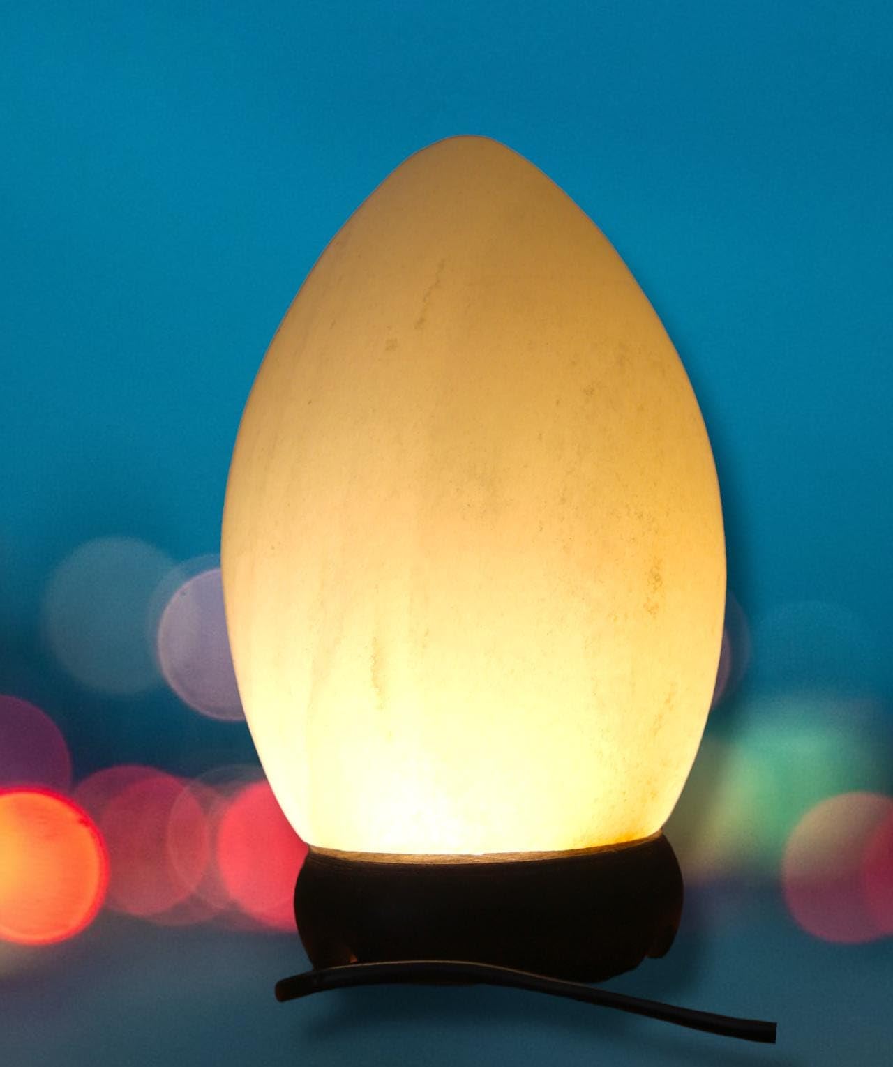 Kirit Gemstones Himalayan Rock Salt Lamp with Wooden Base Crystal Himalayan Salt Lamp Original for Positive Energy Household Bedroom Hall Table Home Decor