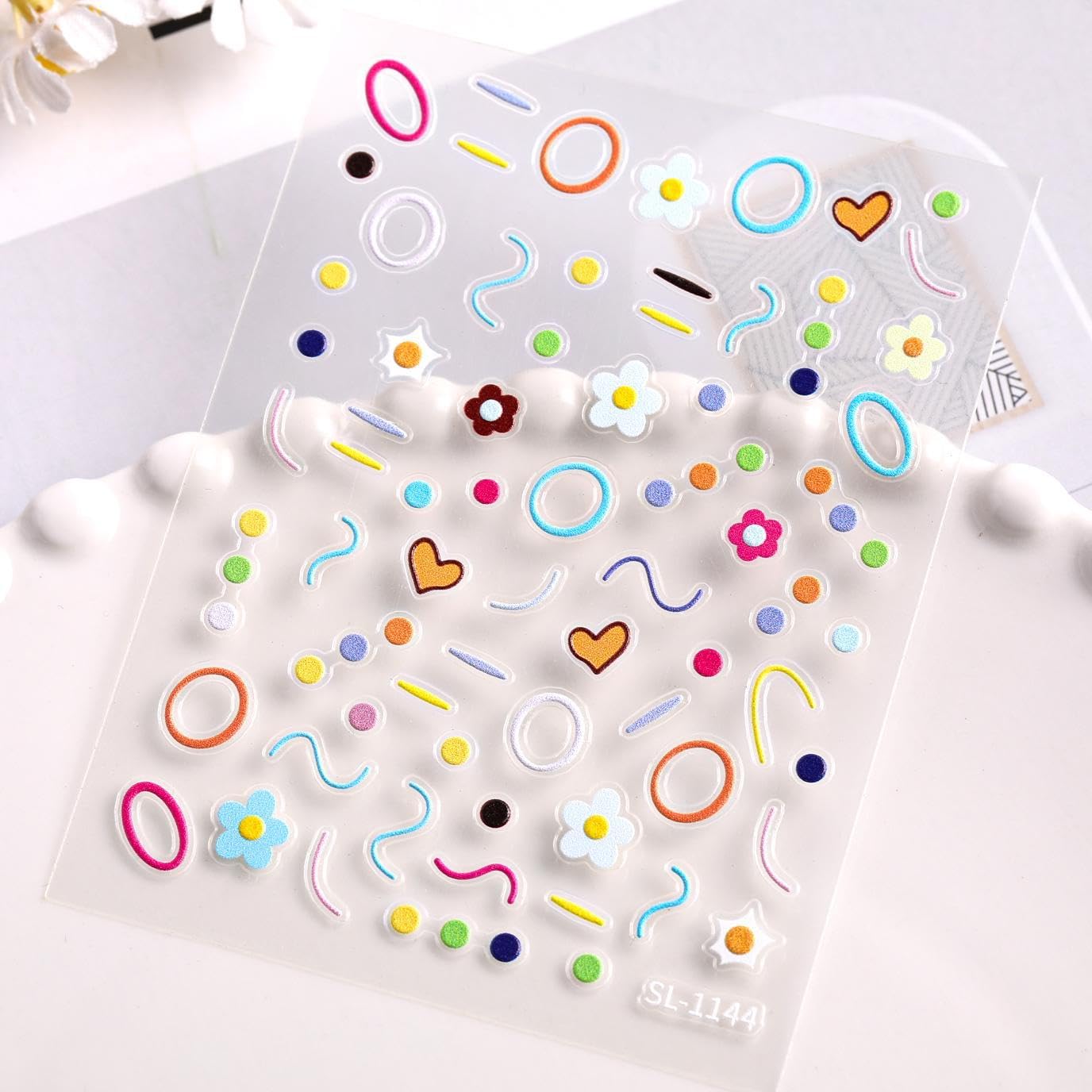 SIMAYKUWA Colorful Nail Art Stickers with Irregular Shapes & Floral Patterns Vibrant Dopamine Nail Art Decals Print for Women for Spring Summer