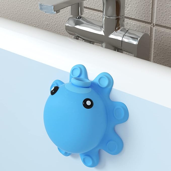 Bathtub Overflow Drain Cover Tub - Silicone Bathroom Overflow Drain Cover, Bath Tub Overflow Cover, Bathroom Spa Accessories, Adds Inches of Water for Deeper&Warmer Bathï¼ÂBlue