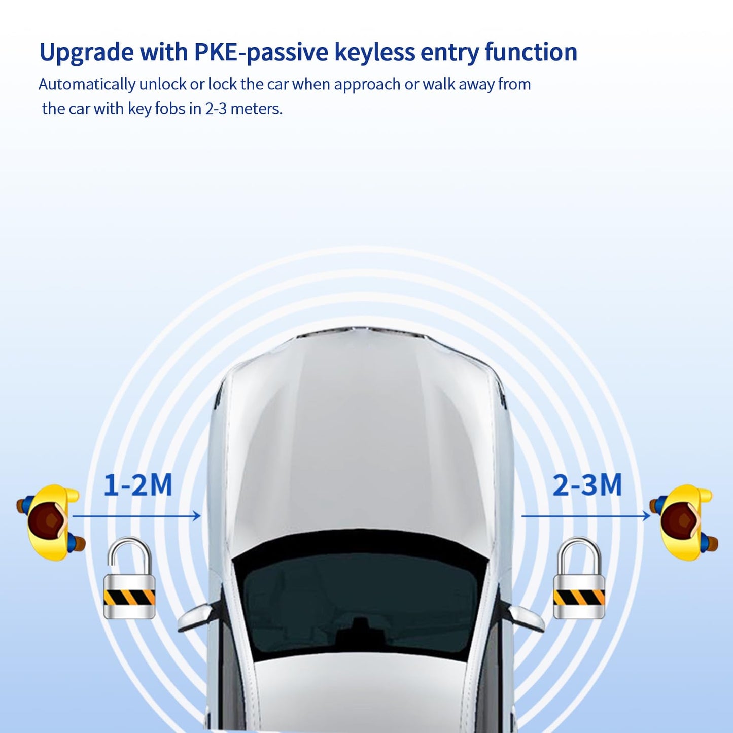 EASYGUARD EC002-F02-NFC-NS Passive Keyless Entry car Alarm Rolling Code with PKE Remote Starter with Passive keyless Entry Push Start Button NFC Lock Unlock(with Shock Sensor)
