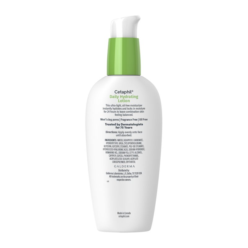 Cetaphil Daily Hydrating Lotion for Face, With Hyaluronic Acid, 3 fl oz, Lasting 24 Hour Hydration, for Combination Skin, No Added Fragrance, Non-Comedogenic
