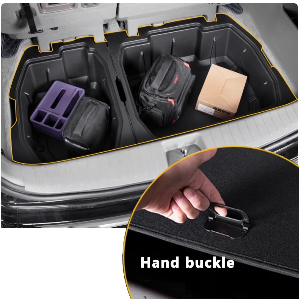 yboueo For 2024 Kia Carnival Trunk storage box,for Kia Carnival 2022 2023 2024 Trunk Cargo Organizer Insert Rear Storage -Portable with Lid storage Tray,New Kia Carnival Trunk Small Items Organizer