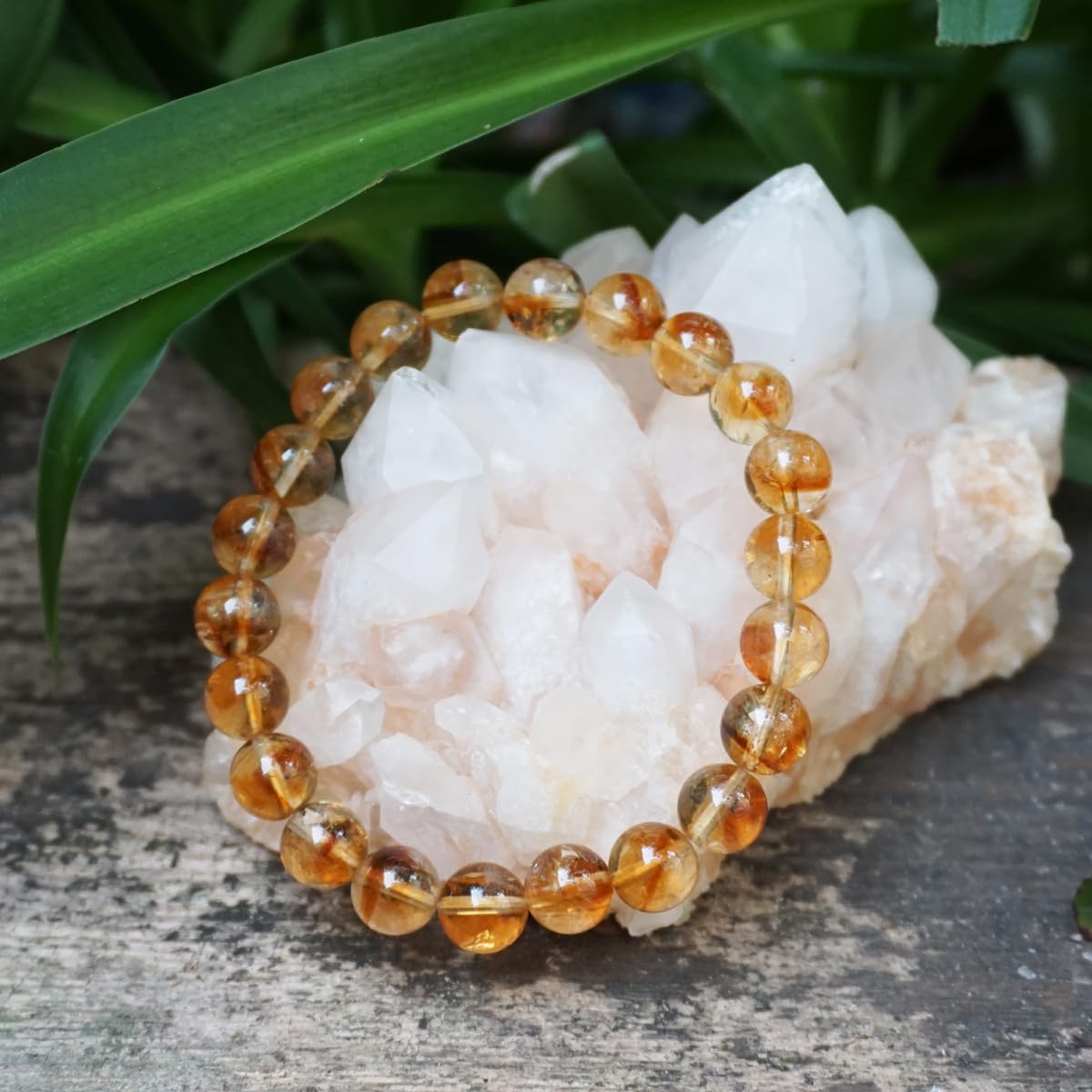 8MM Citrine Bracelet for Women Men | Natural Yellow Sacral & Solar Plexus Chakra Crystal and Gemstones | Stretch Jewelry Gift for Bringing Wealth Success Motivation | Fits for 7-7.5" Medium Wrist