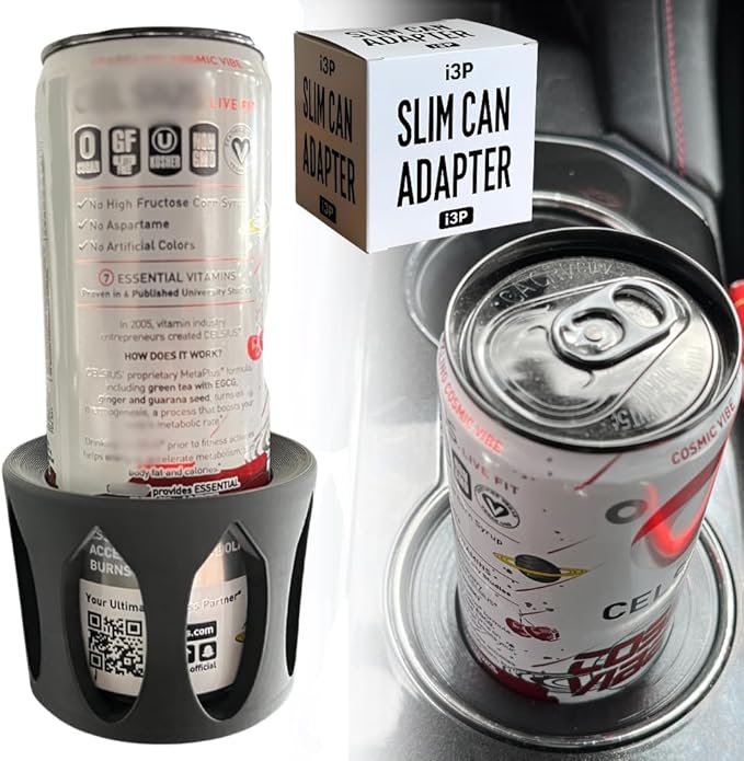 Slim Can Cup Holder Adapter for Car â Skinny Can Holder Insert for 8.4 oz & 12 oz Energy Drinks (Red Bull, Celsius, Alani, White Claw) â Anti Spill Cup Holder Insert for Cars, Trucks & Boats (1 Pack)