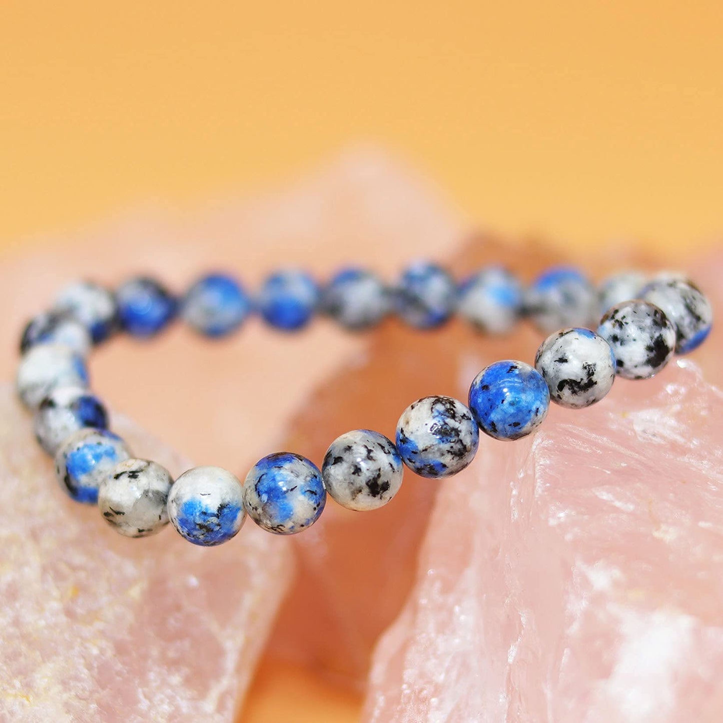 DAZCOLO 8mm Natural Gemstone Stretch Bracelet, Handmade Unisex Crystal Bracelets for Meditation, Yoga, Spiritual Healing & Positive Energy (K2 Azurite)