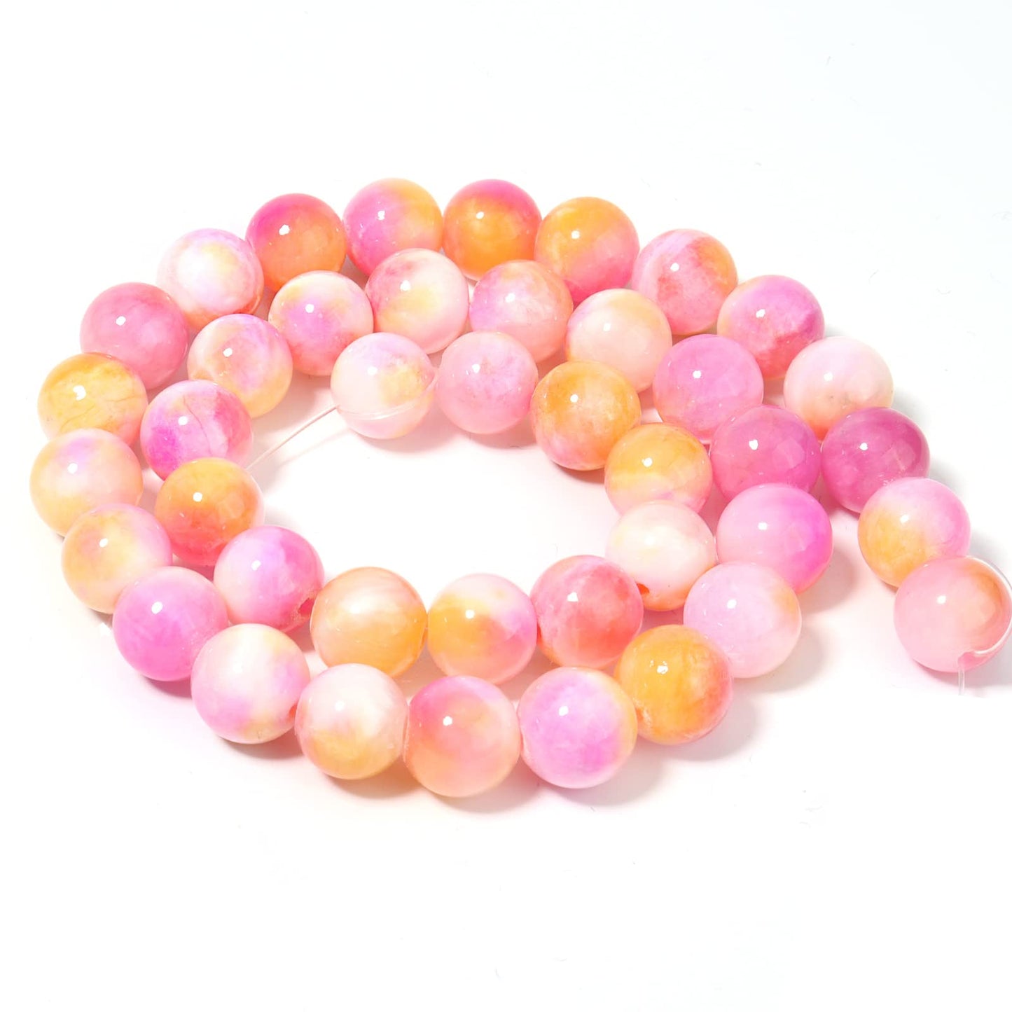 35pcs 10mm Natural Stone Beads Pink Yellow Persian Jade Beads Energy Crystal Healing Power Gemstone for Jewelry Making, DIY Bracelet Necklace