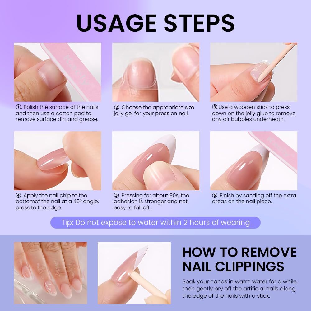 evpct Violet Purple Glossy Squoval Short Press on Nails for Women, Purple Extra Short Squoval No Glue Stick on Nails with Kit, Reusable Full Cover Soft Press on Fake Nail Salon-quality Perfectly Fit