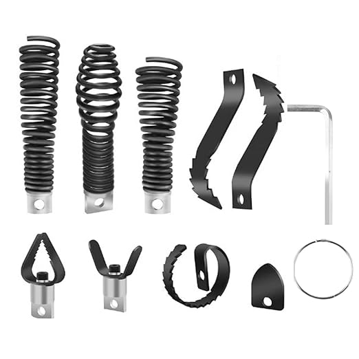 9pcs Drain Auger Drill Attachment, Cutter and Auger Set, Drain Cleaner Combination Cutter Heads for 5/16â-3/4" Cables, Compatible with 50FT-100FT Drain-Cleaning Machines for Sink/Shower/Toilet Clogs