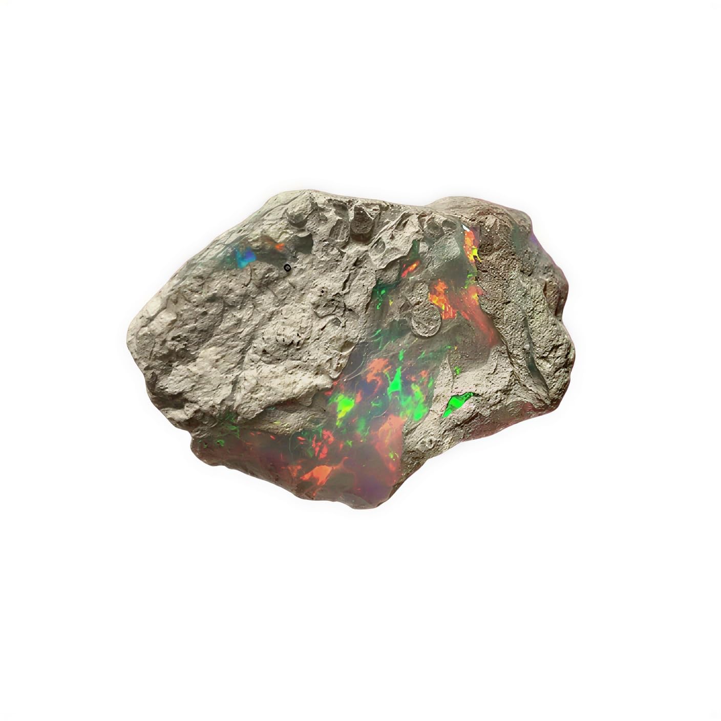 AAAA+ Natural Ethiopian Welo Opal Rough Stone – Ultra Fire Striking Raw Crystal | Handpicked Opal Rock for Jewelry Making | October Birthstone Gemstone (2 Carat)
