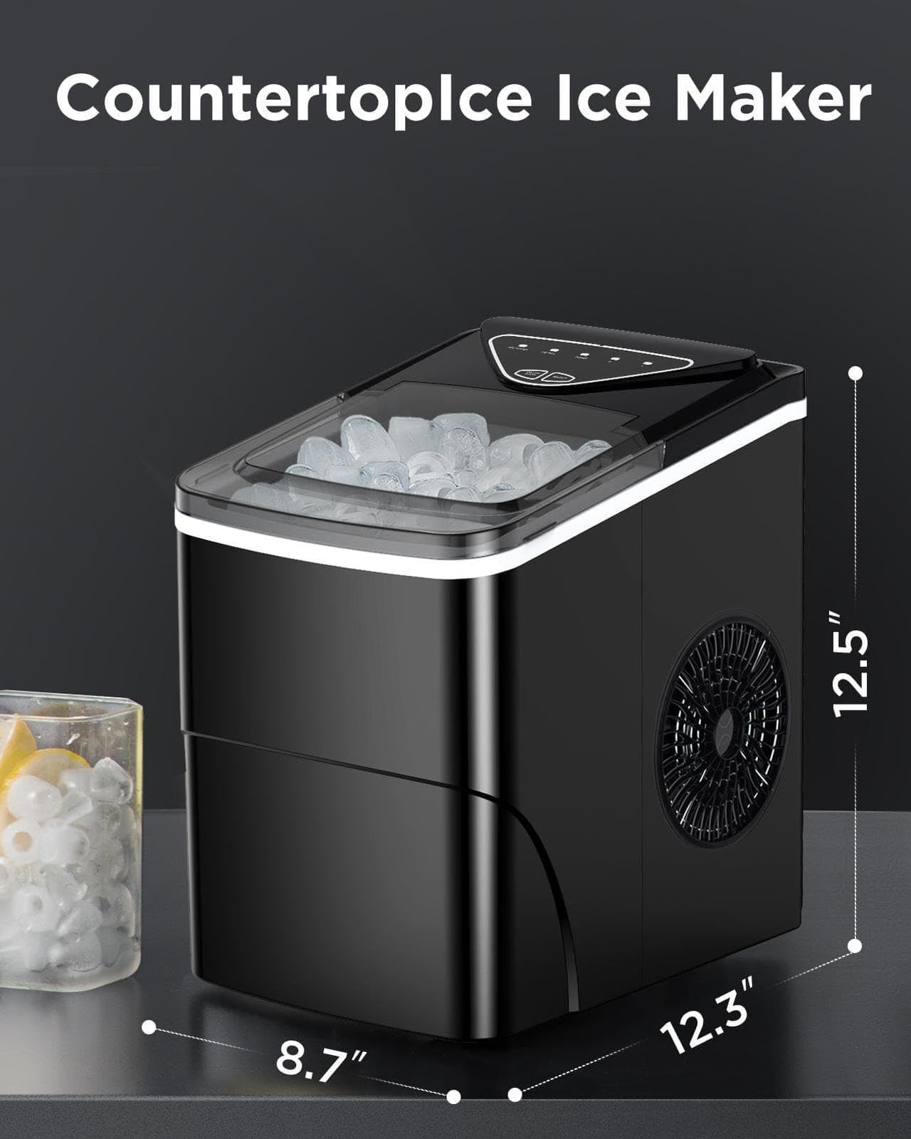 Silonn Portable Ice Maker Countertop, Self-Cleaning Ice Machine with Carry Handle, Includes Basket & Scoop, Produces 9 Ice Cubes in 6 Minutes, 12KG Daily Capacity, Ideal for Home Camping and RVs