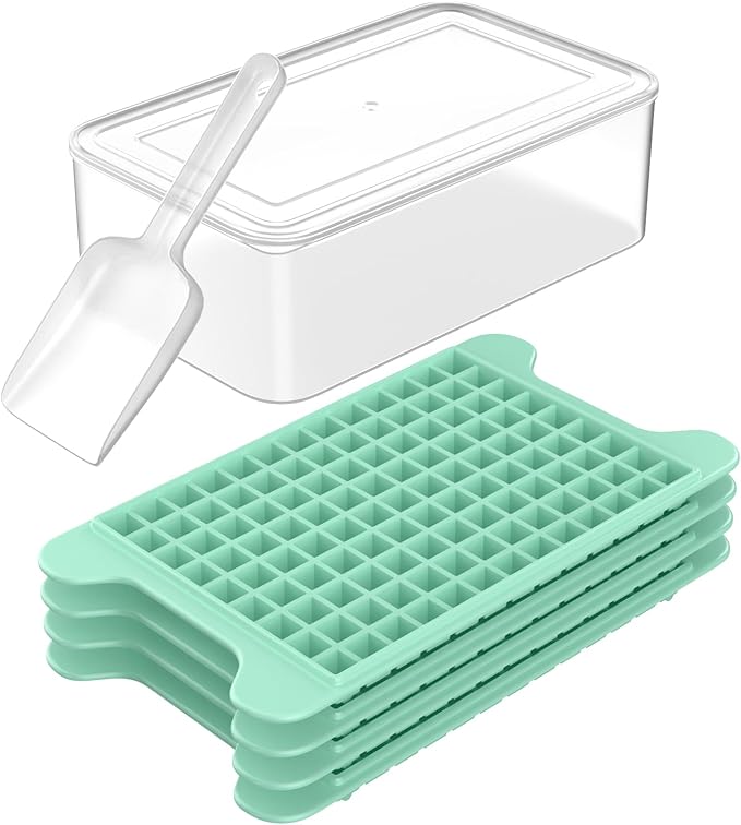 Mini Ice Cube Tray for Freezer: FDDBI Small Ice Trays for Freezer with Bin - 117ÃÂ4PCS Easy Release Nugget Ice Tray - Crushed Ice Tray with Container