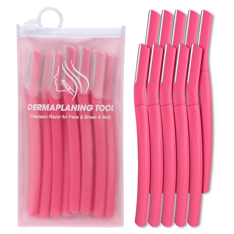 Dermaplane Razor, Face Razors for Women, Dermaplaning Tool with Microblades for Face, Gentle Facial Exfoliation, Peach Fuzz Removal and Eyebrow Shaping, Skin Care Tool for Smoother Skin, Coral