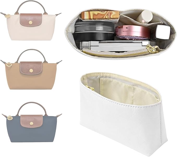 Upgraded Dupont Paper Mini Organizer Insert for Longchamp XS Bag wihte Zipper Purse Insertï¼ÂDupont Paper,Witheï¼Â