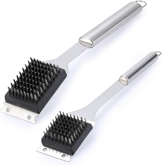 2 Pack Grill Brush and Scraper, 16.5â & 14â Wire BBQ Grill Brush for Outdoor Grill, 304 Stainless Steel Cleaning Brush BBQ Grill Accessories, Safe Grill Cleaner Brush-Ideal Gift for Men/Dad BBQ Brush