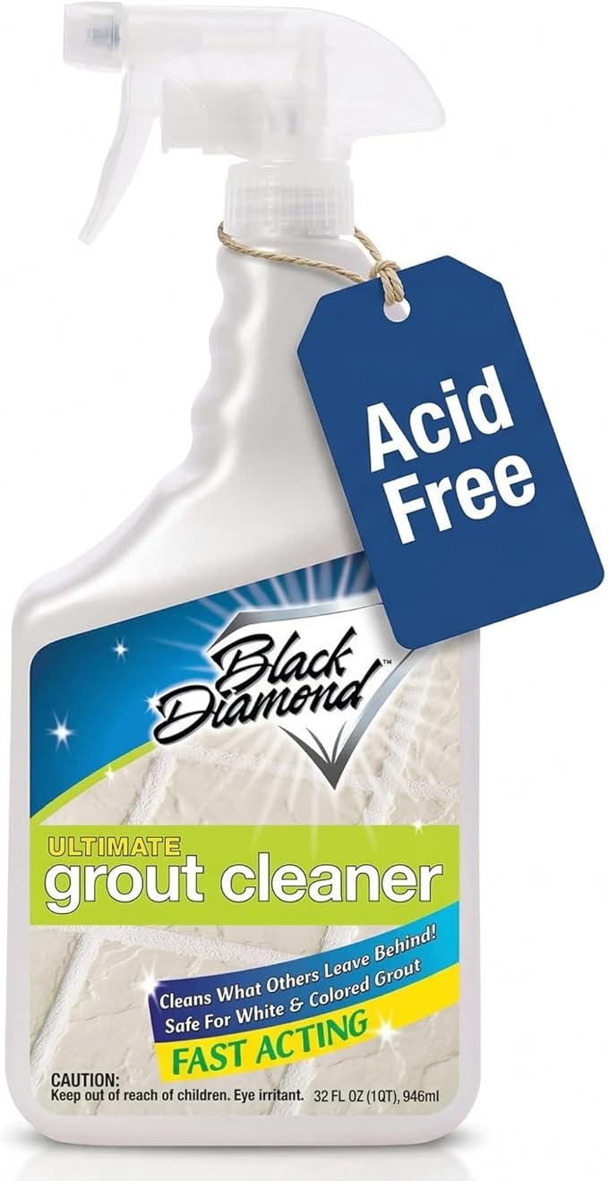 Black Diamond Stoneworks Ultimate Grout Cleaner for Tile Floors â Acid-Free Deep Cleaner Removes Grease, Dirt & Soap Scum Without Damaging Grout â Safe for Marble and All Natural Stone (1-Quart)