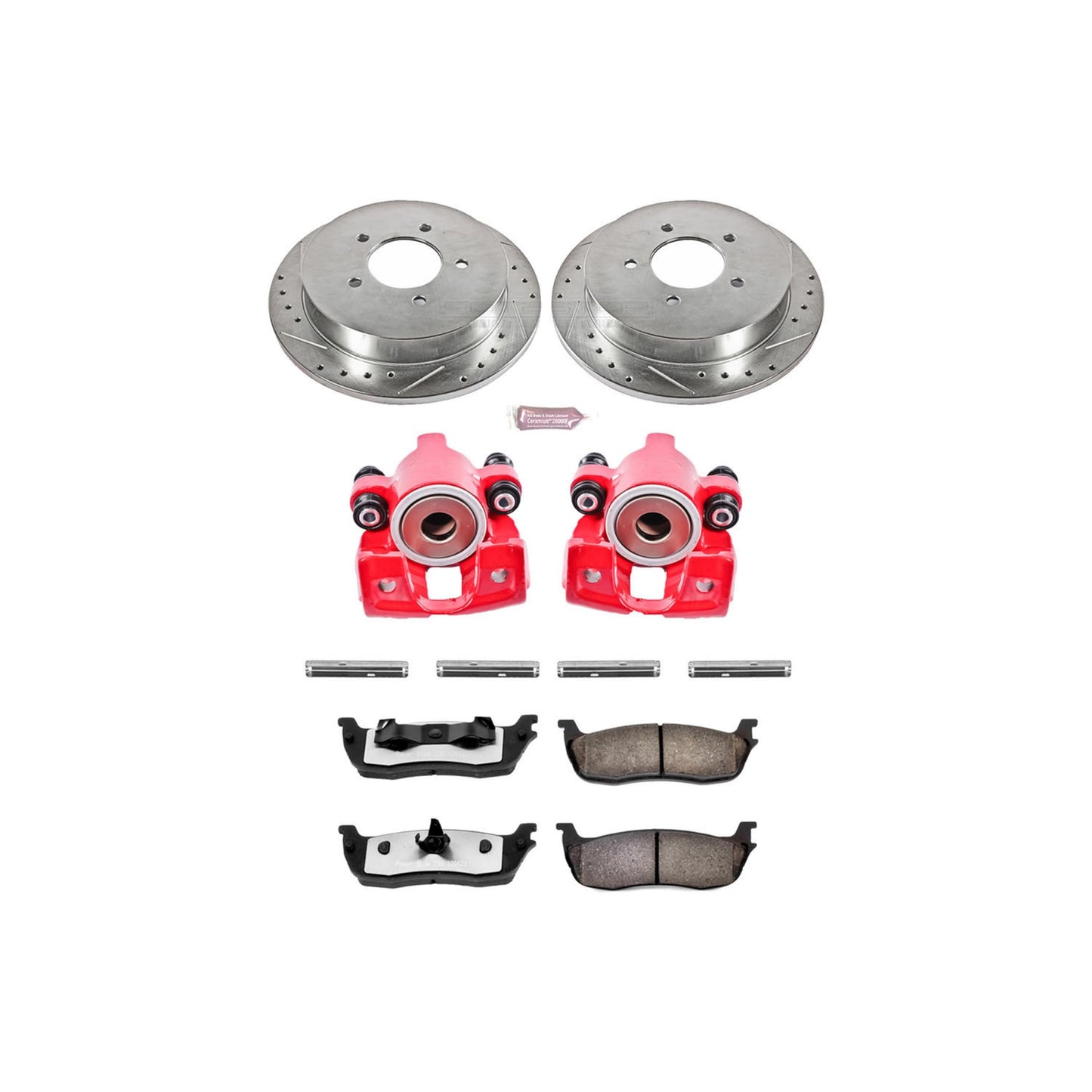 PowerStop Rear Brake & Caliper Kit For Ford Expedition 1997-00 |F-150 1999-00 |Lincoln Navigator 1998-00 - Drilled and Slotted Truck & Tow Disc Rotors with Ceramic Brake Pads Upgrade, KC1872-36