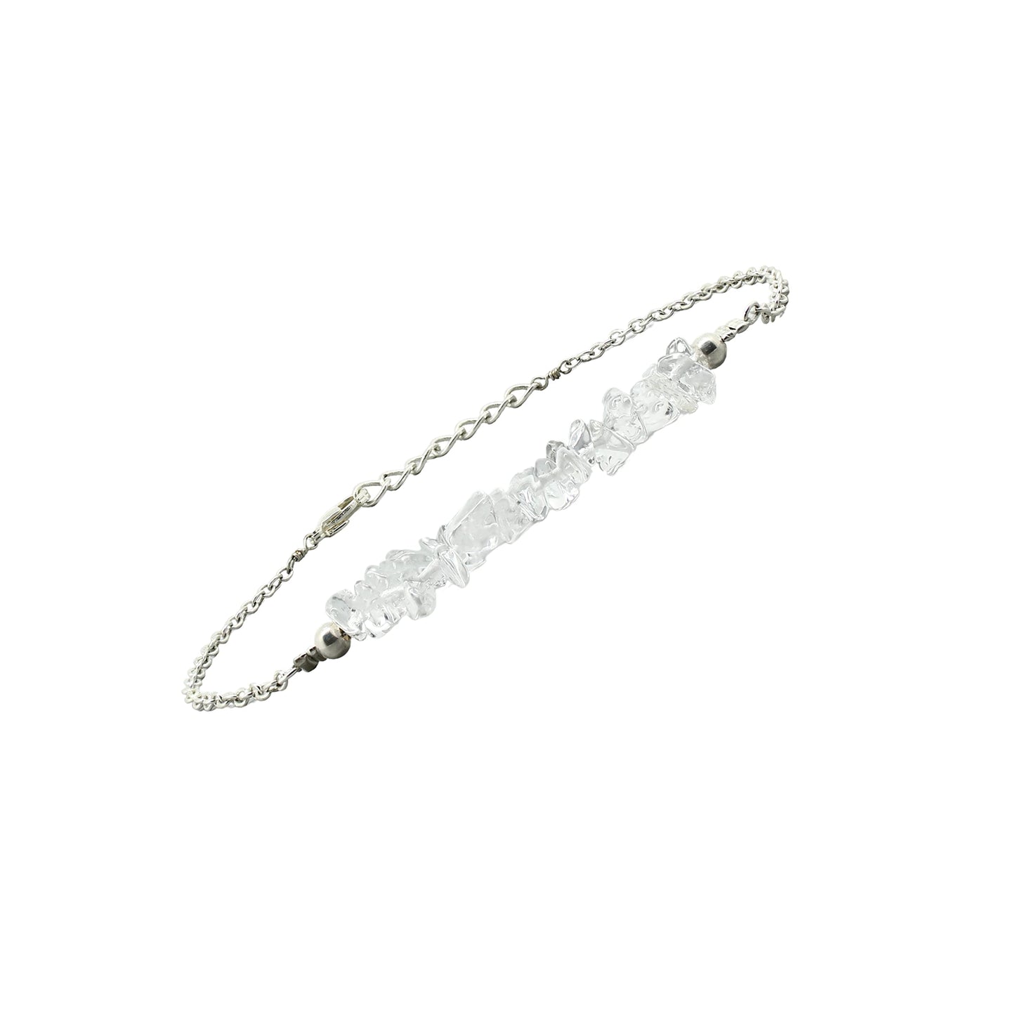Gempires Natural Gemstone Chip Bar Bracelet for Women, Crystal Healing Bracelet, Multiple Gemstone Options, Adjustable Yellow Gold Plated Chain (7β + 1β Extender), Dainty Stackable Jewelry Gift for Her (Clear Quartz)