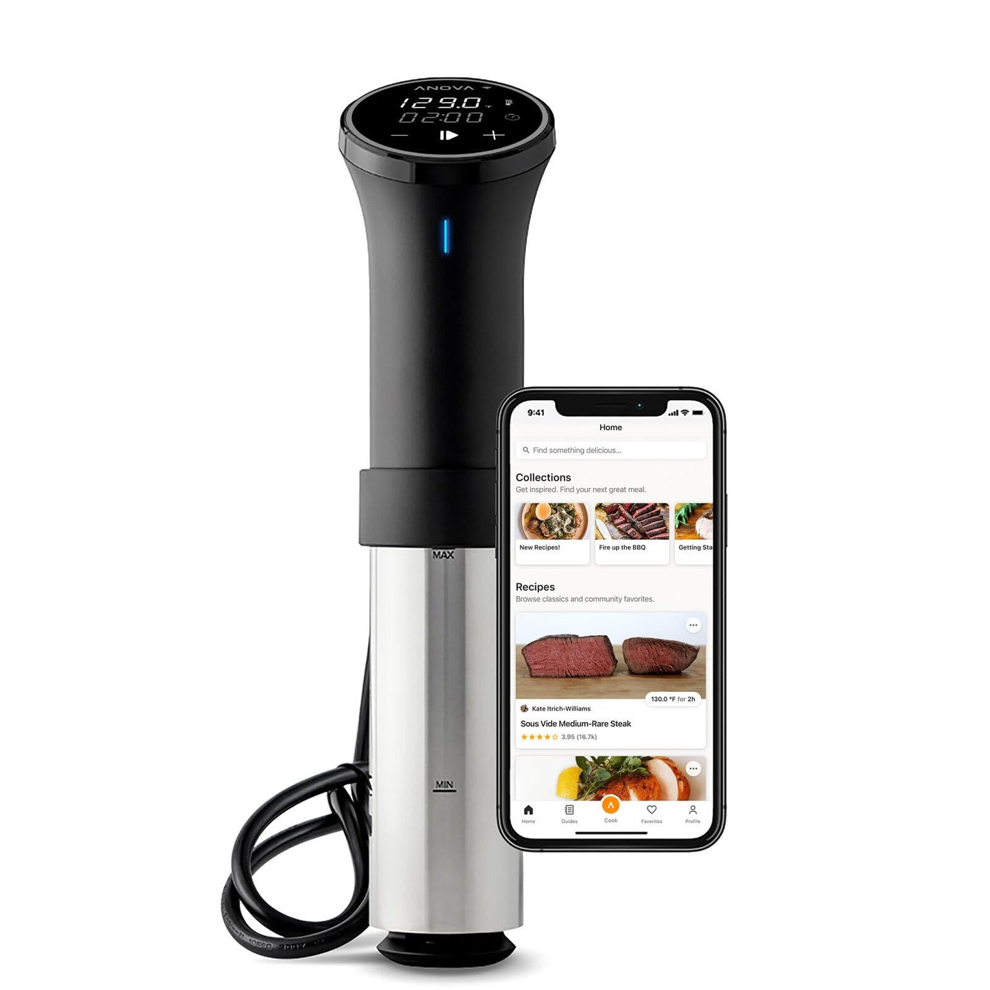 Anova Culinary Sous Vide Precision Cooker 3.0 (WiFi), 1100 Watts & Precision Vacuum Sealer Bags (Pre-cut),Clear & ANVS01-US00 Anova Precision Vacuum Sealer