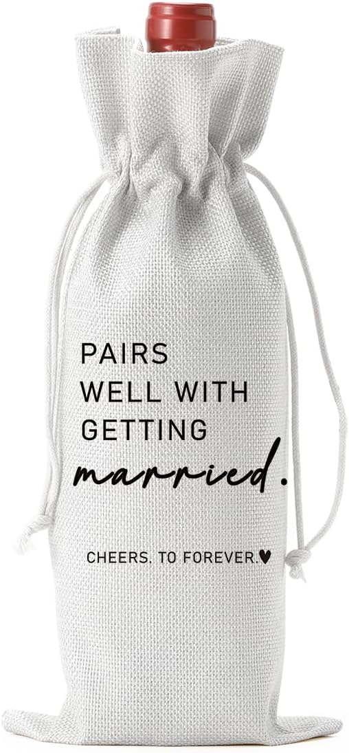 Married Wine Bag Married Gifts for Couples Mr Mrs Marriage Honeymoon Gift Wedding Party Decorations Getting Engaged Wine Bottle Bag Champagne Bottle Wraps Bags ï¼Whiteï¼
