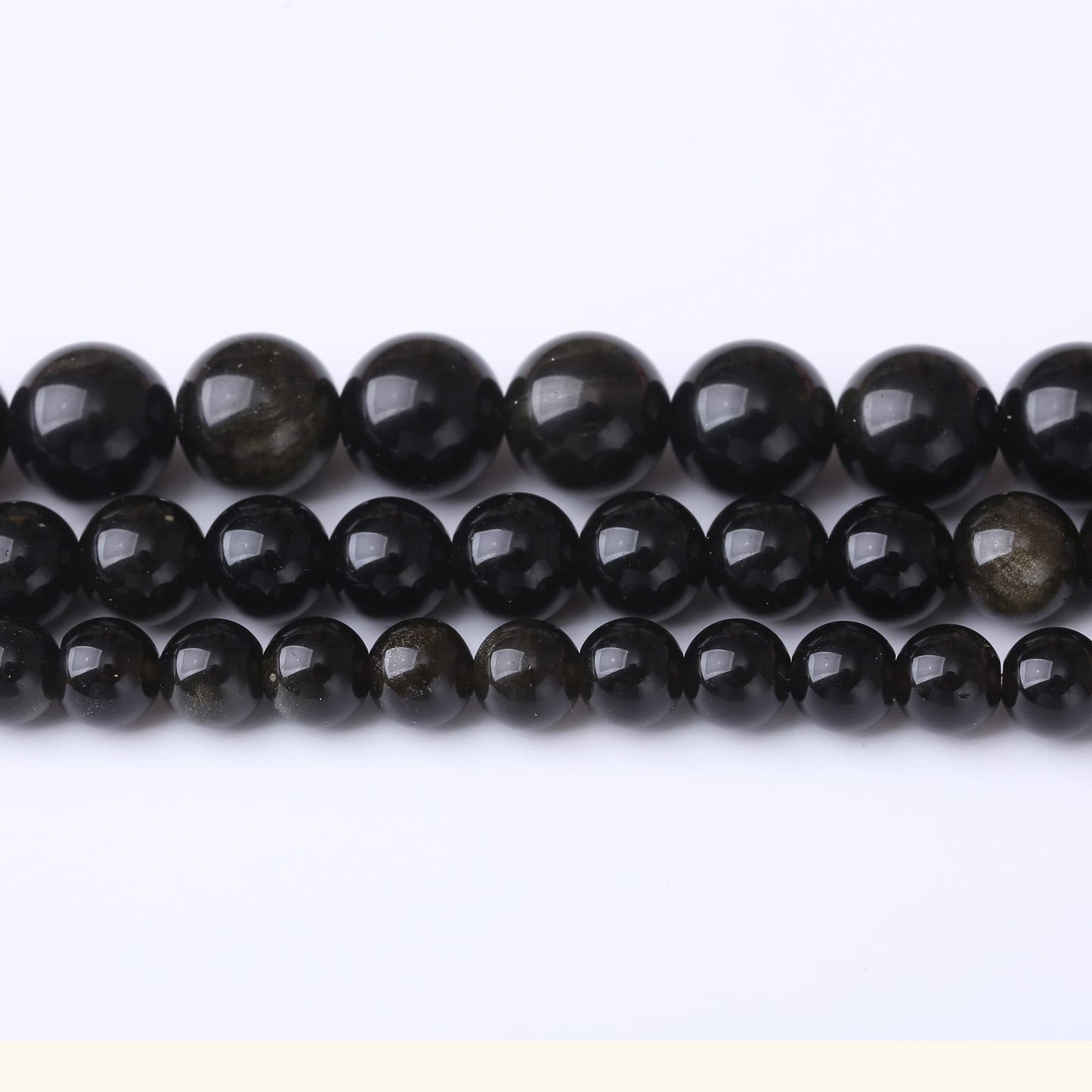 10MM Black Golden Obsidian Round Loose Beads Natural Gem Beads Crystal Energy Stone Beads for Jewelry Making DIY Bracelet Necklace