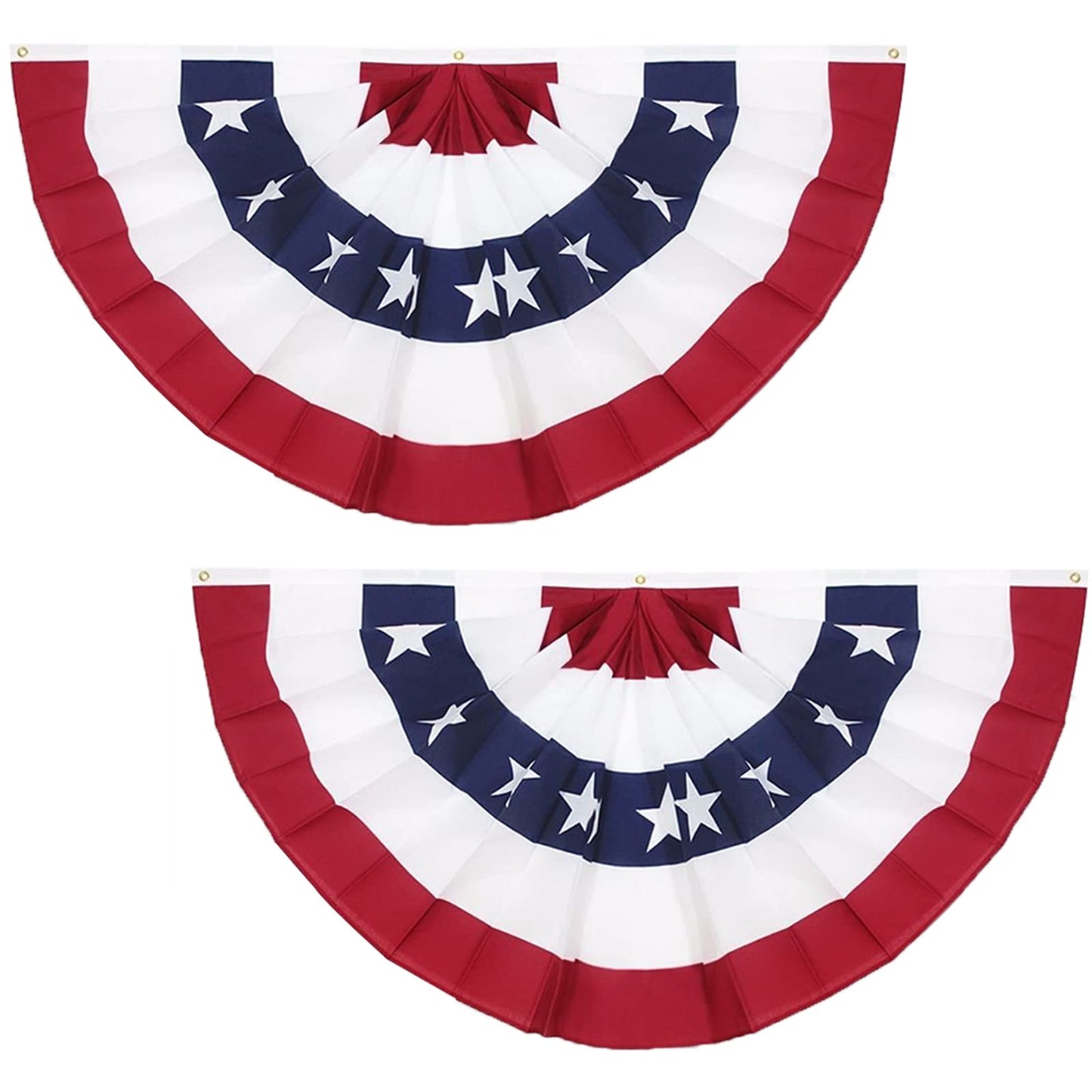 3x6 Ft American Pleated Fan Flag (Set of 2) â Patriotic Half Fan Bunting, 4th of July Memorial Day Decorations for 250th Anniversary